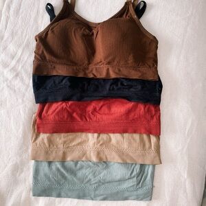 Set of 5 Ribbed Bralettes in Assorted Colors
